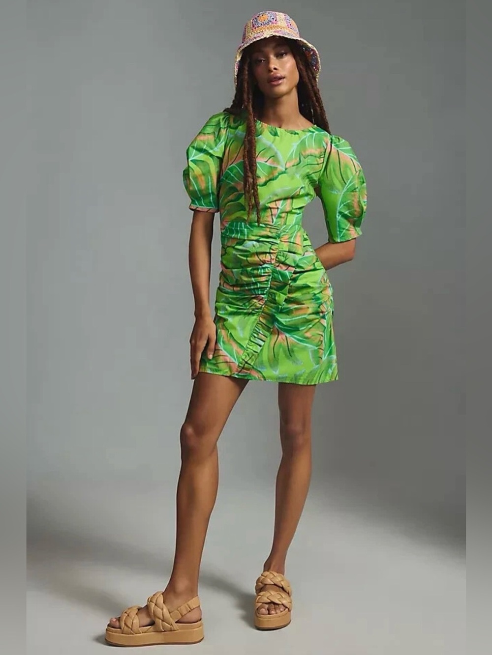 FARM Rio- Size LP- Puff Sleeve Mini Dress